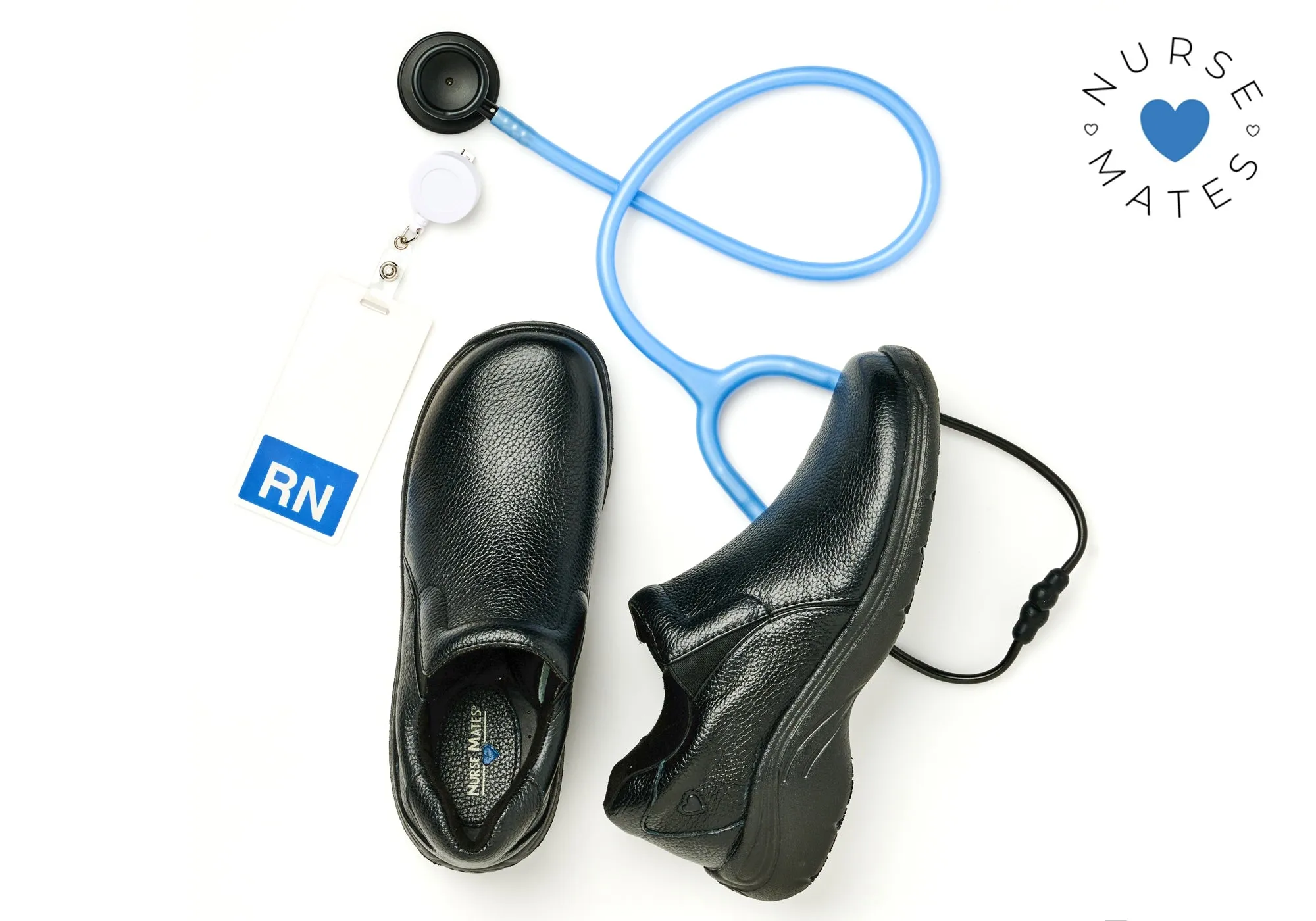 Womens Nurse Mates Dove Comfortable Leather Wide Fit Slip On Shoes