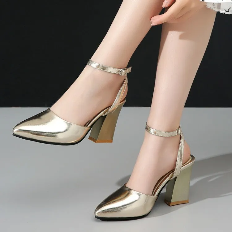 Women's Pointed Toe Ankle Strap Chunky Heel Sandals
