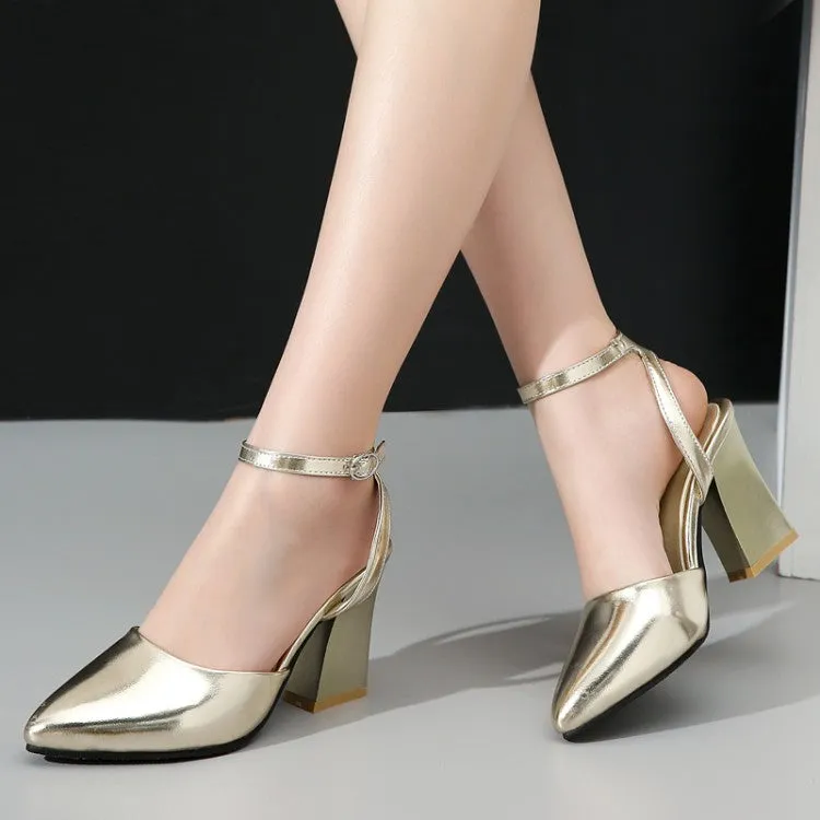 Women's Pointed Toe Ankle Strap Chunky Heel Sandals