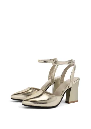 Women's Pointed Toe Ankle Strap Chunky Heel Sandals