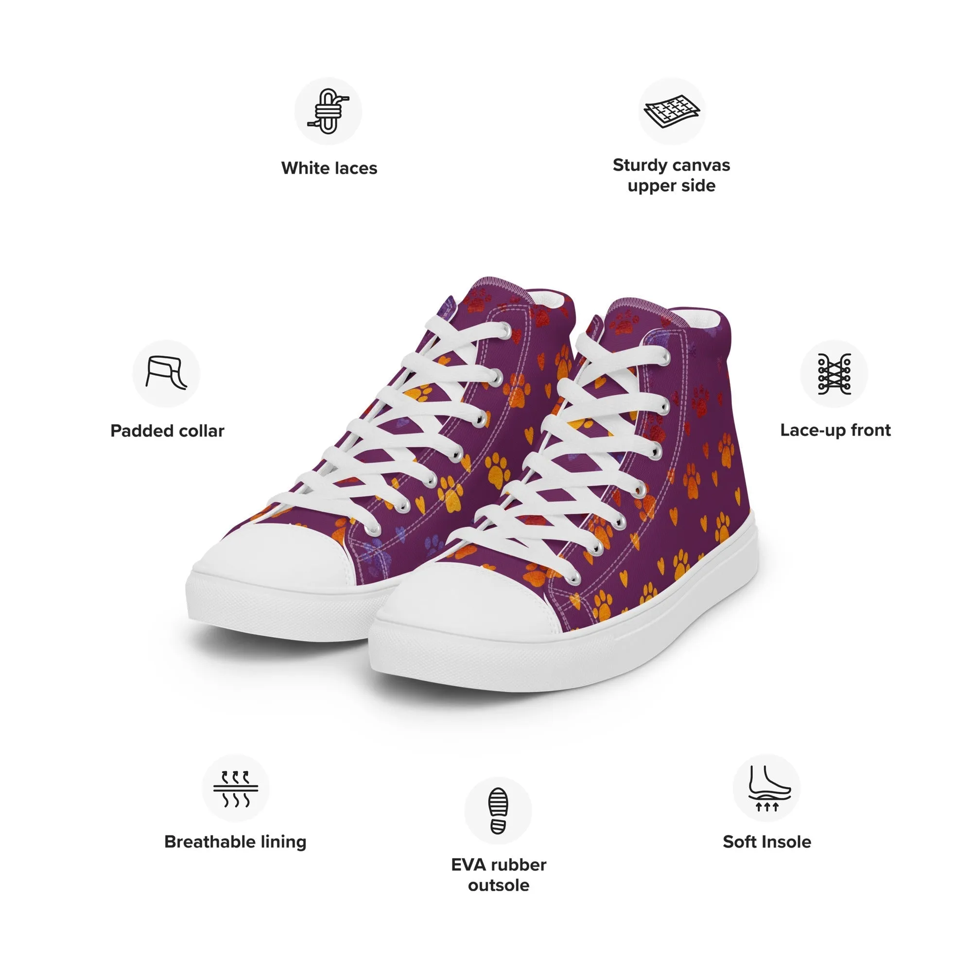 Women’s Purple Paw Prints Sneakers