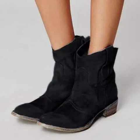 Women's Retro Leather Low Heel Shoes