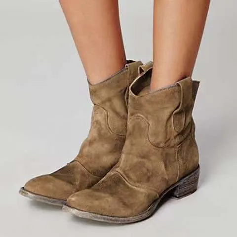 Women's Retro Leather Low Heel Shoes