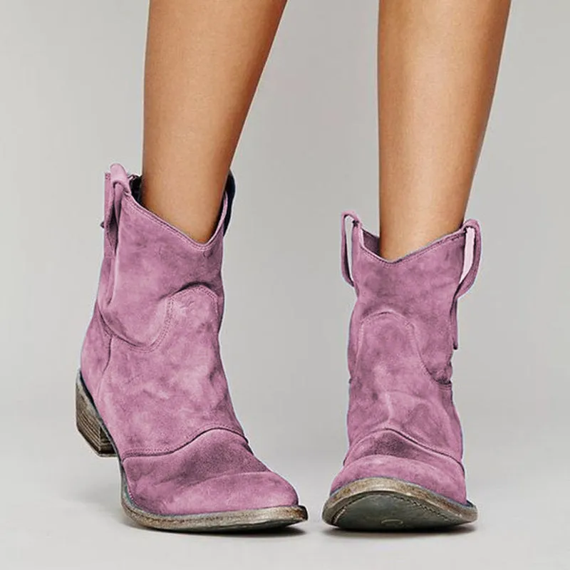 Women's Retro Leather Low Heel Shoes