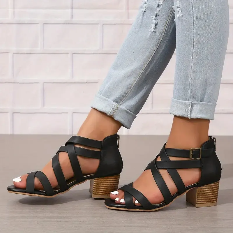 Women's Retro Stacked Heeled Orthopedic Sandals