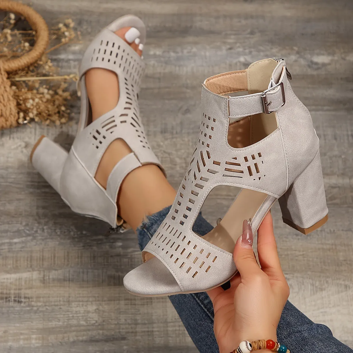 Women's Retro Stacked Heeled Orthopedic Sandals