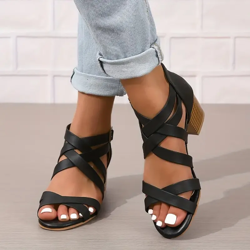 Women's Retro Stacked Heeled Orthopedic Sandals