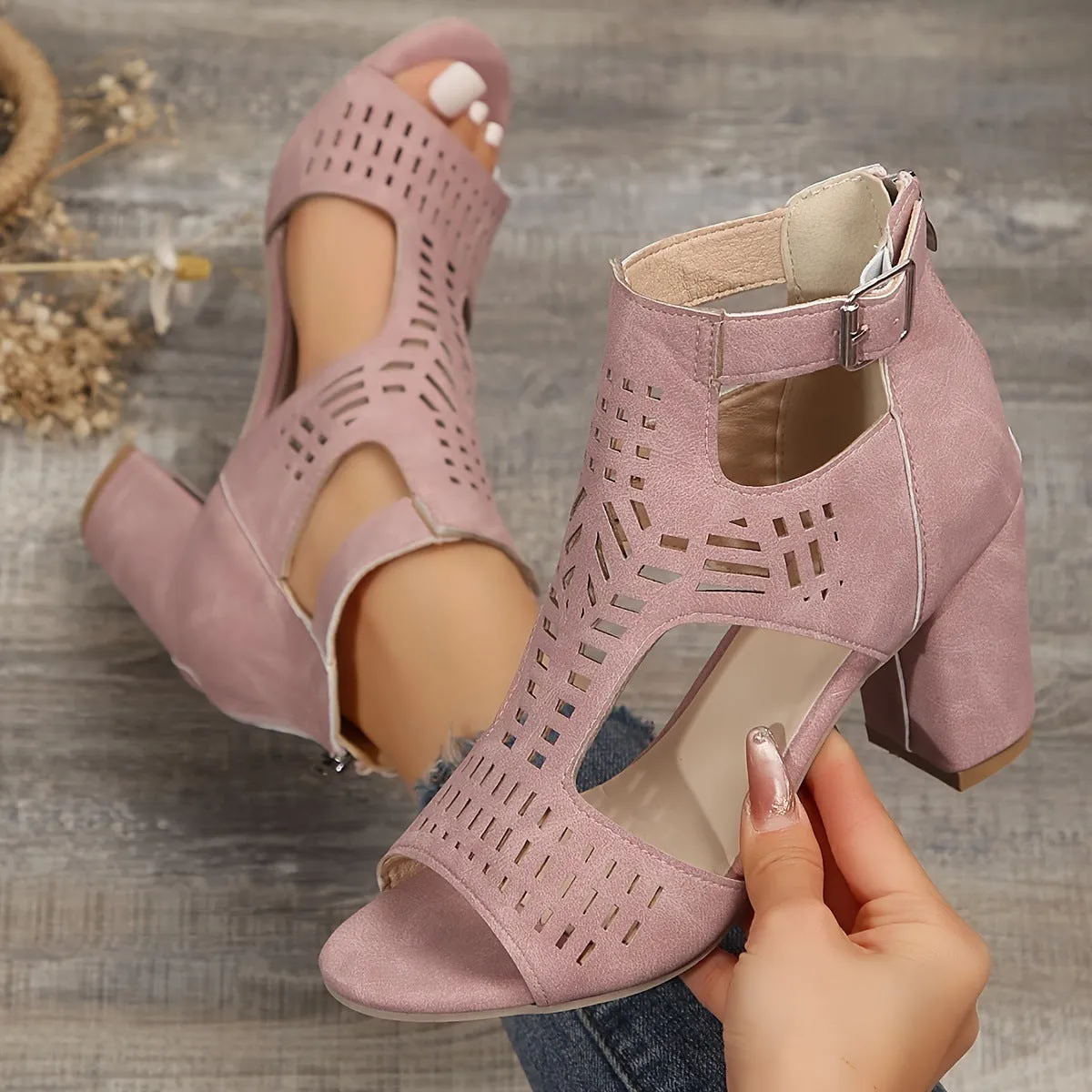 Women's Retro Stacked Heeled Orthopedic Sandals