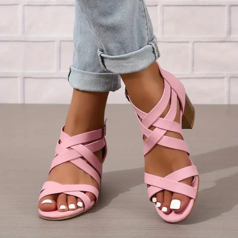 Women's Retro Stacked Heeled Orthopedic Sandals