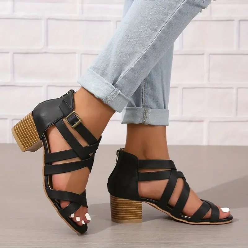 Women's Retro Stacked Heeled Orthopedic Sandals