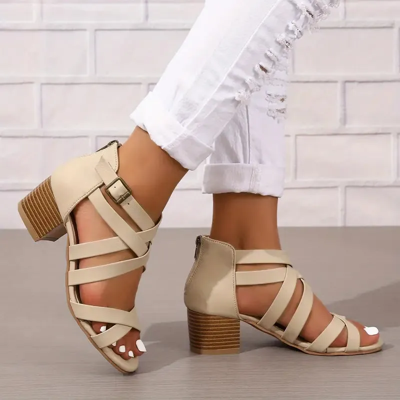 Women's Retro Stacked Heeled Orthopedic Sandals