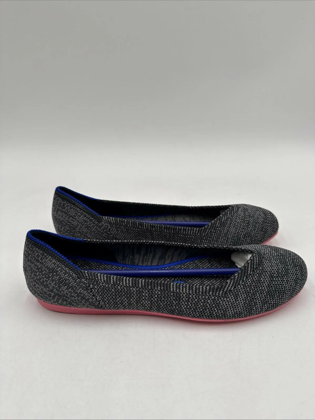 Women’s Rothy’s The Flats Color Gray Birdseye Flats Pink Sole Size 6 - Very Good