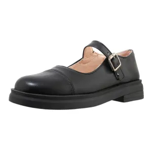 Women's Round Toe Ankle Strap Slip on Flats Platform Shoes