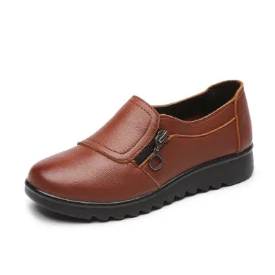 Women's Shoes Casual Fashion PU Leather Flat Shoes Ladies Slip On Comfortable  Work Shoes Flats