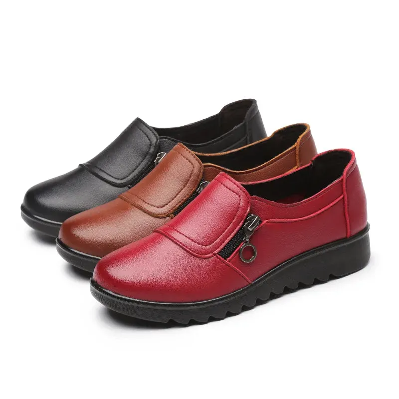 Women's Shoes Casual Fashion PU Leather Flat Shoes Ladies Slip On Comfortable  Work Shoes Flats