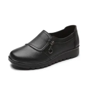 Women's Shoes Casual Fashion PU Leather Flat Shoes Ladies Slip On Comfortable  Work Shoes Flats