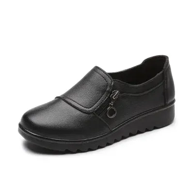 Women's Shoes Casual Fashion PU Leather Flat Shoes Ladies Slip On Comfortable  Work Shoes Flats