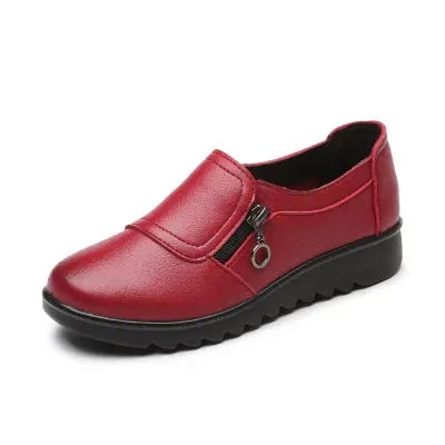Women's Shoes Casual Fashion PU Leather Flat Shoes Ladies Slip On Comfortable  Work Shoes Flats