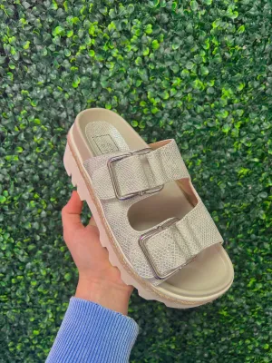 Xyla White Snake Sandals