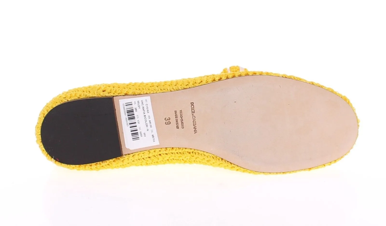 Yellow Viscose Knitted Ballet Flats Shoes