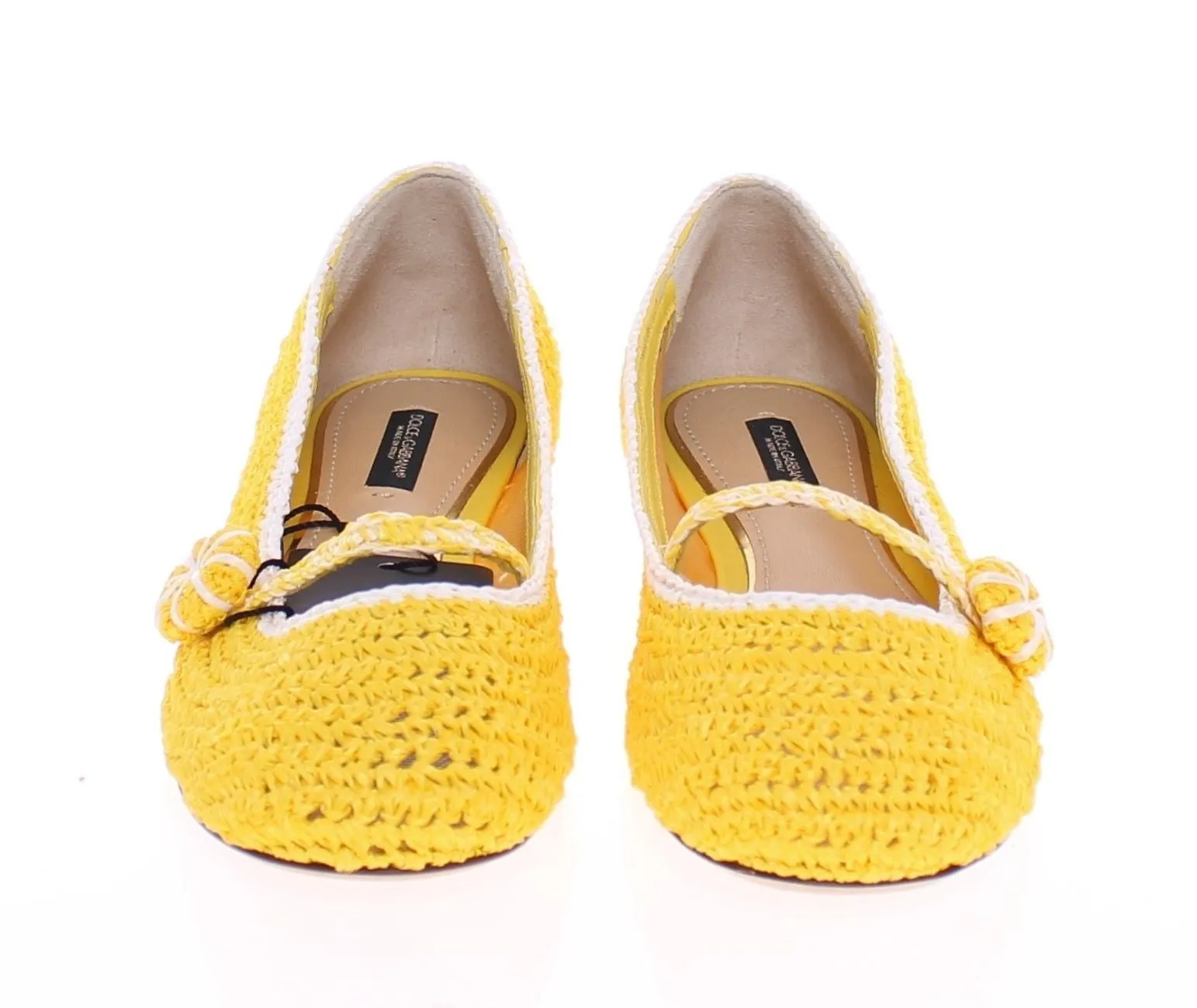 Yellow Viscose Knitted Ballet Flats Shoes
