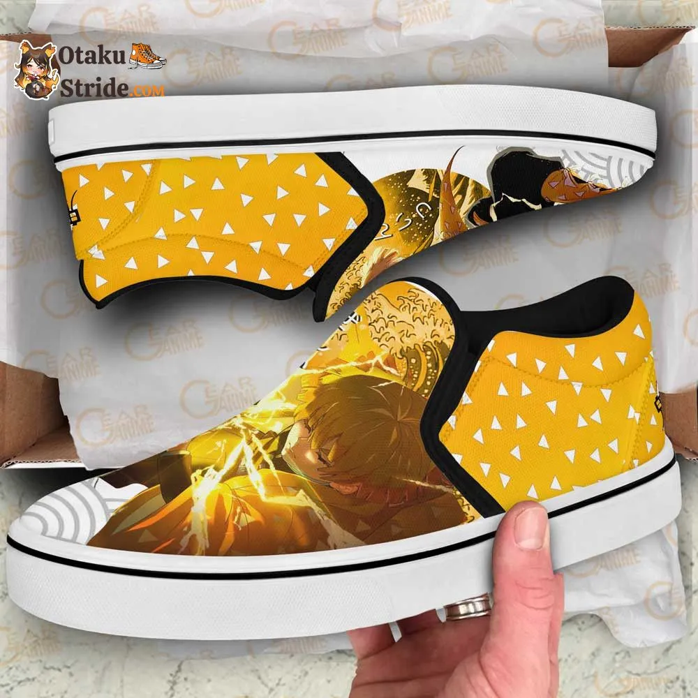 Zenitsu Thunder Slip-On Shoes Canvas Custom Anime Shoes
